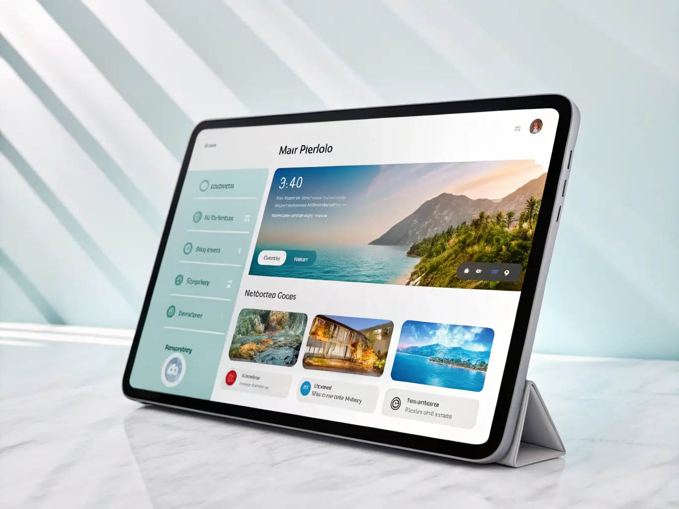 A visual representation of the dark, futuristic user interface of Meet Nova, emphasizing its sleek design and intuitive navigation. The image should convey a sense of sophistication and modernity.